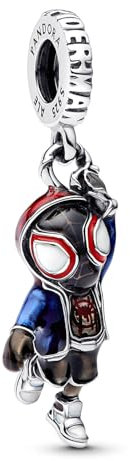 PANDORA Marvel Spider-Man Miles Morales Charm-Anhänger aus Sterling-Silber, kompatibel ME und Moments, Maße: 7,1 x 21,5 x 10 mm, 793842C01