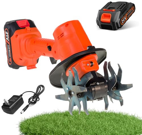 Motozappa elettrica da giardino, senza fili, con 2 batterie ricaricabili, profondità di lavoro 10 cm, ideale per la manutenzione di prati e cortili