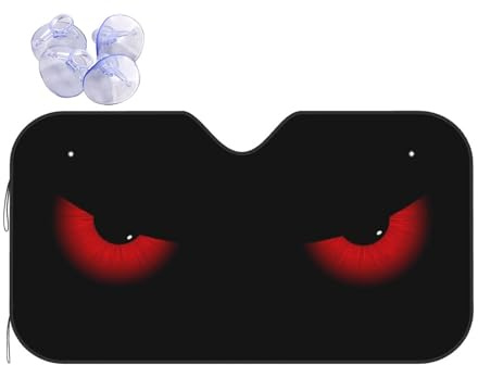 Halloween Böse Augen - Rote Augen Windschutzscheibe Sonnenschutz Wasserbeständig Auto Windschutzscheibe Sonnenblende Sonnenschutz Auto Frontscheibe Universal Für Geländewagen Lastwagen 70x130cm