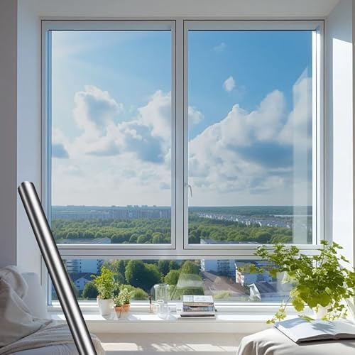 Spiegelfolie Fenster Sichtschutz 60 x 120 cm Dachfenster Verdunkeln Selbstklebend Reflektierende Fensterfolie Nicht Klebend, Statisch Haftend für Wohn- Und Bürofenster, Silber