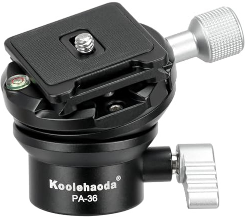 Koolehaoda Stativkopf Nivellier Basis, Kamera Nivellierer, Aluminium, halbe Kugelneigung 15°, mit 1/4 Arca Schnellwechselplatte für DSLR-Kamera, Camcorder, Videokopf, Stativ und Einbeinstativ