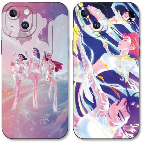 TBNMBGY 2 Stück Handyhülle für iPhone 14 6,1 Hülle, Silikon Weiche TPU Schutzhülle mit Kpop Hunters Idol Zoey Rumi Mira Cartoon Character Muster Fallschutz Kameraschutz Mädchen Case,Manga
