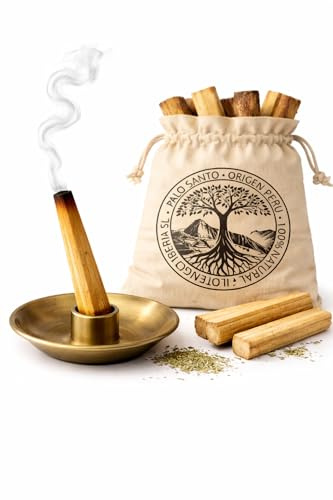 Palo Santo Natural 100% de Perú - Pack de 5 Palitos de Madera Aromática para Purificación, Relajación y Meditación - Aroma Esencial para Bienestar y Espacios Sagrados