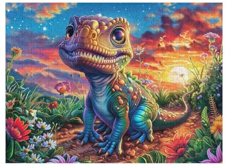 Fantastischer Tiefsee-Dinosaurier Puzzle 500 Teile Für Erwachsene Für Familien Tiefsee, Korallen und Leuchten Fördert Kommunikation Ideal Für Regentage Und Ferien Karton 500 PCS
