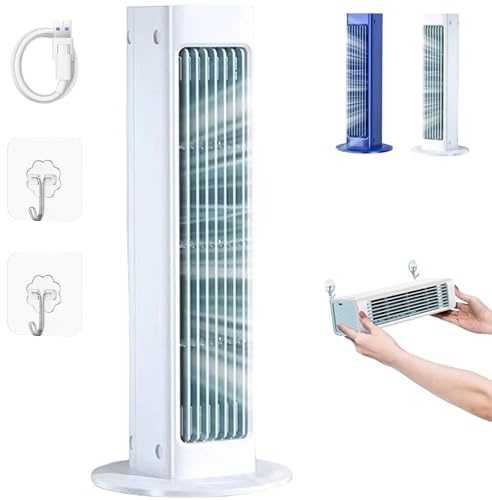 Aire Acondicionado Portátil Breeza Pro 2.0 Original, Sin Perforaciones, 3 Velocidades, Ultra Silencioso Y De Bajo Consumo, Refrigeración De Alta Potencia Para Escritorios (Blanco,Enchufar)