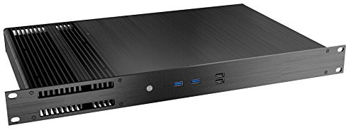 Akasa A-ITX29-M1B Galileo TU3 1U Rack-Mountable Fanless Case with Four 2.5-Inch Internal Drive Bays for Thin Mini-ITX Motherboards - Black