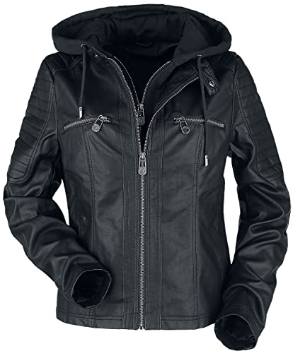 Black Premium by EMP Damen schwarze Kunstlederjacke im Biker-Style
