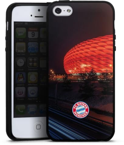 Silikon Hülle kompatibel mit Apple iPhone SE (2016-2019) Case schwarz Handyhülle FC Bayern München FCB Stadion