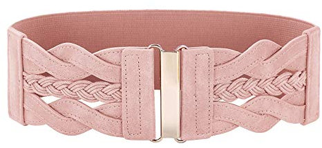 GRACE KARIN Damen elastischer Vintage-Gürtel, dehnbar, Retro-Gürtel - Pink - Large