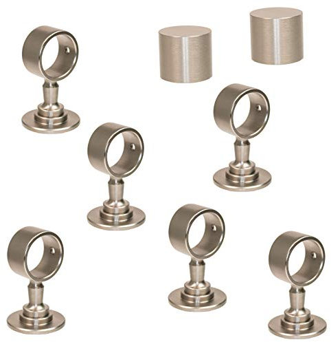 HAMBURGER TAUWERK-FABRIK EST. 1901 2 Endkappen und 6 Seilträger Classic Line Edelstahl matt für 30mm Handlaufseil