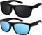 La Optica B.L.M. Herren Sonnenbrille UV400 Männer Sportbrille Fahrradbrille - Doppelpack Set Rubber Schwarz (Gläser: Grau, Türkis Verspiegelt)