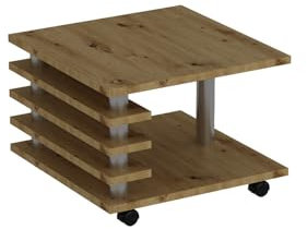 B-Ware Couchtisch I Eleganter und moderner Wohnzimmertisch I Hochwertig und langlebig I Qualität aus Europa I Mit Rollen I 65 x 65cm I Eiche Nachbildung Artizan