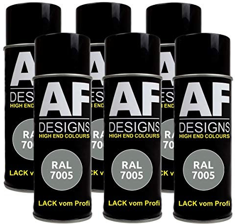 Alex Flittner Designs 6x RAL Lackspray Autolack Buntlack Spraydose RAL7005 MAUSGRAU glänzend