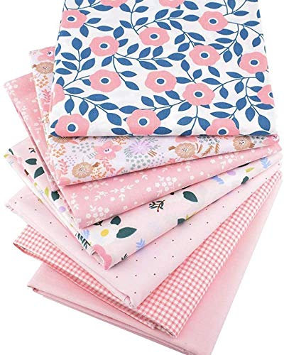 Baumwoll-Stoffbündel, Patchwork, Stoffpaket, 50 x 40 cm, Nähen, Patchwork, verschiedene Muster, Tücher, DIY, Scrapbooking, Kunsthandwerk (rosa Blumenmuster, 50 x 40 cm)