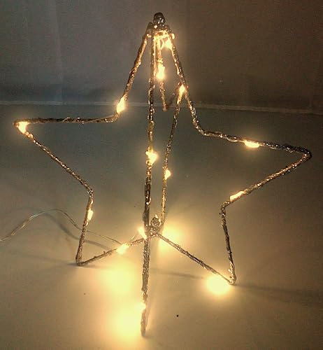 BURI LED-Weihnachtsstern 30cm Gold glitzernd Adventsstern Leuchtstern Drahtstern Deko