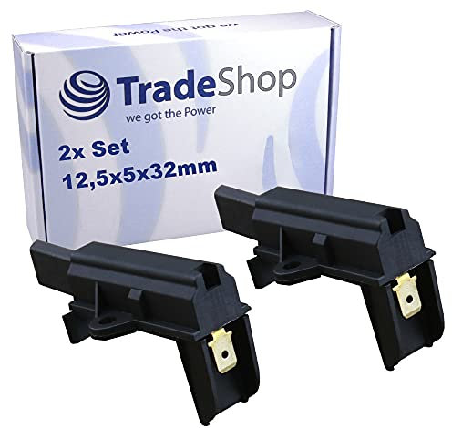 2x Kohlebürsten Motorkohlen 12,5x5x32mm für viele Waschmaschinen ersetzt Whirlpool/Bauknecht 481281719408 482000030262 - mit Halterung
