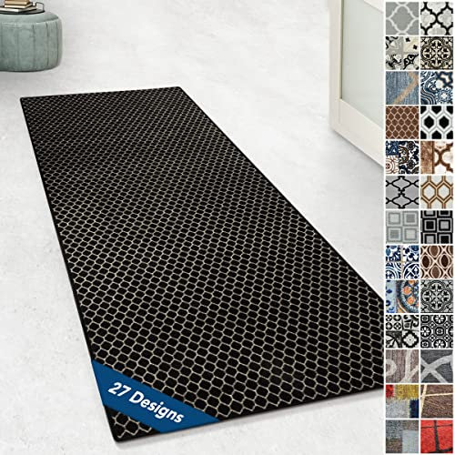 Floordirekt Teppichläufer mit Muster - maßgefertigter Feinschlingen Teppich Läufer für Küche, Flur & Wohnraum - Ornament Vintage Orient Gitter (80 x 100 cm, Dundalk)