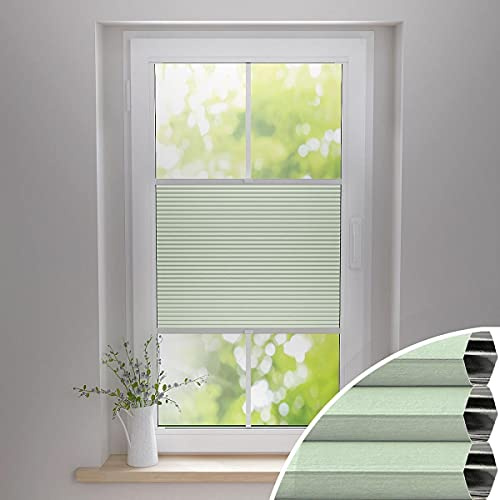 Gardinen21 Thermo Wabenplissee ohne Bohren | Waben-Plissee Klemmfix | Plissee 70x130 für Türen & Fenster | Sonnenschutz, Sichtschutz, Schallschutz, 100% Verdunkelung