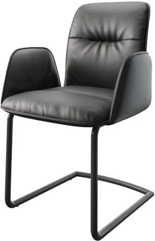 DELIFE Schwingstuhl Vinja-Flex Freischwinger rund Schwarz Echt-Leder Schwarz