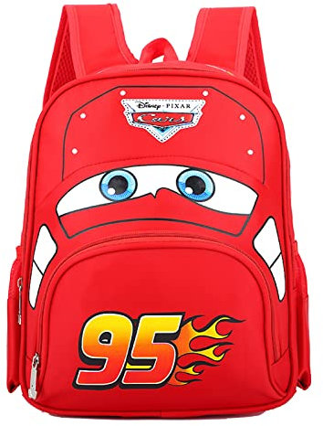 Miotlsy Kids Cars Backpack Lightning McQueen 3D Effect Car Children's School Nursery Lunch Bag with Zipper Pocket for Boys Girls Teenagers