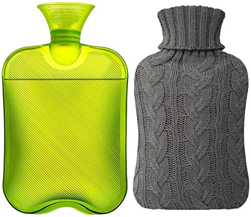 bolsa de agua caliente Termo transparente 1 8L con tapa de punto verde
