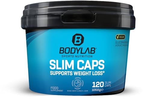 Bodylab24 Slim Caps 120 Kapseln, mit Glucomannan gegen Hungergefühle, 100% vegan, ohne Süßungsmittel, ideal für ein schnelles Sättigungsgefühl