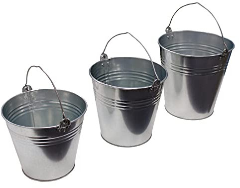 Kingston Tools Galvanised Metal Bucket with Handle for Indoor and Outdoor Use — Cleaning, Gardening, Coal Ash, Farming and Industrial Pail — 23cm (Height) x 24cm (Top Diameter), 7 Litres