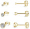 Golden Ohrstecker Silber 925 Vergoldet 3 Paar Klein Sterling Silber Ohrstecker Ohrringe Set mit Zirkonia Schlafen Knorpel Tragus Modeschmuck für Damen Herren Geschenke 2/3/4mm