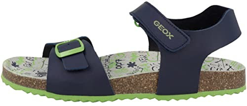 Geox Garçon J Ghita Boy Sandal, Bleu Marine Citron Vert, 25 EU