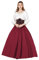 BEAUTELICATE Jupe Médiévale Victorienne en 100% Coton Renaissance Moyen Age Costume Retro Jupe Longue A-Line De Femme Rouge Maroon, S