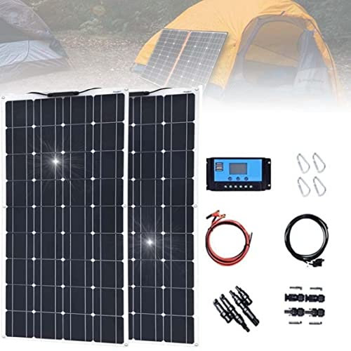 NAIQIALUO Kit Panneau Solaire 400W 600W 800W 1200W,Panneaux Solaires Souple,Solaires Monocrystalline Haute Efficacité ÉTanche,Avec ContrôLeur 40A,Pour Maison,Caravane,Bateau,2X300W