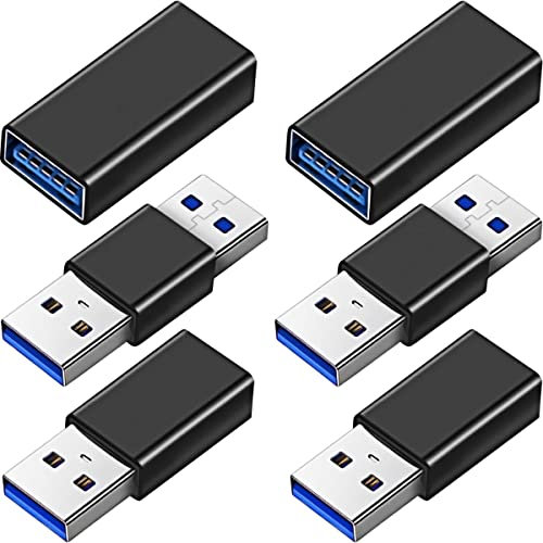 Xiatiaosann USB to USB Adapter, USB 3.0 Female to Female Coupler, USB A Male to Male Connector, USB 3.1 Female to Male Converter, 10Gbps USB Extender Kit for Connecting Two USB Cable, 6 PCS