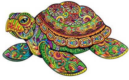 WOODVIO - Holzpuzzle für Erwachsene und Kinder - Schildkröte, reptilienförmiges Fantasiepuzzle, 171 einzigartige Stücke, Größe King (31 x 52 cm)