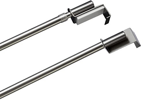Spannstange Gardinenstange Nenette edelstahlfarben Spannfix-Stange ausziehbar mit Endstück Zylinder Durchmesser 9 mm, Länge 40-60 cm