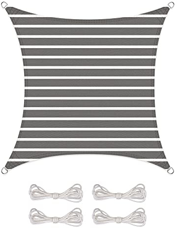 CelinaSun Sonnensegel inkl Befestigungsseile Basic Quadrat 3 x 3 m Streifen anthrazit weiß Sonnenschutz atmungsaktiv