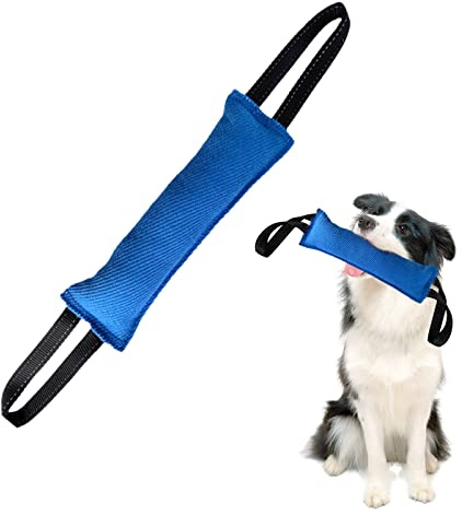 Dog Tug Toy,Dog Bite Tug with 2 Strong Handles,Dog Bite Pillow,Durable Dog Pull Toy,Jute Bite Toy for Medium to Large Dogs,Interactive Dog Toys for Tug of War,Fetch,Puppy Training Interactive Play