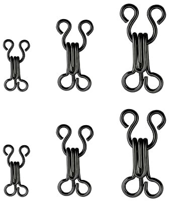 Gancio e Occhiello per Cucito, 12 Set Ganci di Cucito Chiusura per Reggiseno e Abbigliamento, Accessori per Il Cucito Fai da Te, 3 Misure, per Reggiseno, Abbigliamento, Gonne, Pantaloni(Nero)