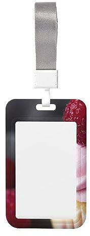 Porta badge con cordino, per donne e uomini, personalizzabile, verticale, con stampa di cupcake e dessert, porta carte d'identità alla moda, custodia protettiva per medici, infermieri, personale in