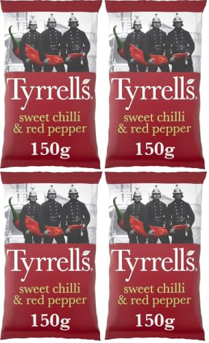 Tyrrells Sweet Chilli & Red Pepper Sharing Crisps, 150g (Pack of 4)