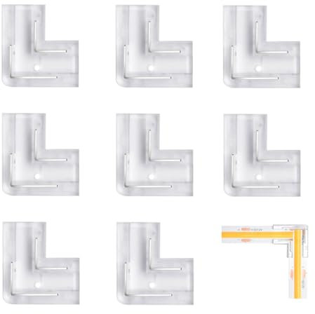Lötfrei Steckverbinder Set LED Band Verbinder LED Strip Connector LED Streifen Verbinder Kit,Transparente Steckverbinder von Leisten und Lampenstreifen,für 2Pin 8mm COB (8 Stück L-förmige Verbinder)