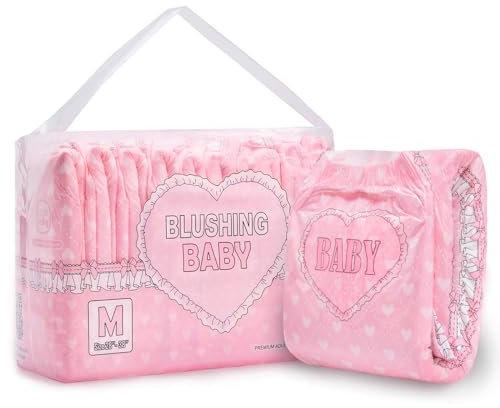 LittleForBig Erwachsenen Gedruckten Windeln 10 Stück - Blushing Baby Hellrosa (Medium 71-96 cm)