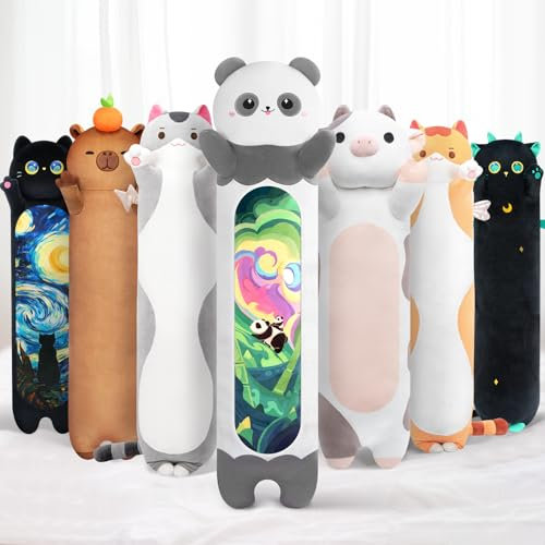 Mewaii 110CM Kuscheltier Kawaii Panda Plüschkissen Stofftiere Lang Plüschtier Ausgestopftes Tier Spielzeug Kuschelkissen Geschenk Plüschkissen