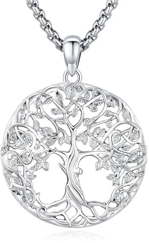 Eusense Baum des Lebens Halskette 925 Sterling Silber Familie Baum Anhänger Schmuck Geschenk für Frauen Mädchen