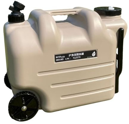 Folpus Récipient d'eau Transporteur de Stockage d'eau à roulettes 28L Grande capacité avec poignée réservoir d'eau cruche d'eau pour Camping randonnée RV, Kaki