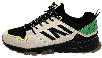 Ablovo® Herren Trekkingschuhe Outdoor Wanderschuhe Sportschuhe (Beige-Schwarz-Grün, EU Schuhgrößensystem, Erwachsene, Herren, Numerisch, M, 40)