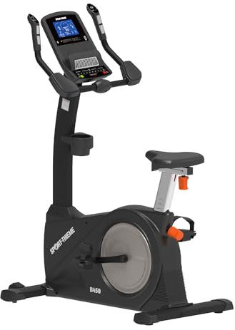 Sport-Thieme Ergometer B450 | Stabiler Rahmen, selbstaufrichtende Pedale | 7 kg Schwungrad, 24 Widerstandsstufen | Transportrollen, Bluetooth-Schnittstelle | Max. 150 kg