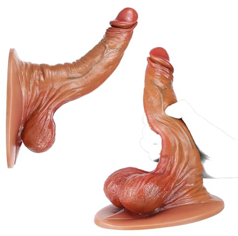 Kuaecr Silikon Realistischer Dildo mit Riesen Saugnapf Eichel Hoden Sex Toys Dicker Dildos Herren Anal Dildo Analplug Männer Penis Nachbildung Erotik Sex Spielzeug für die Frau Paare (L)