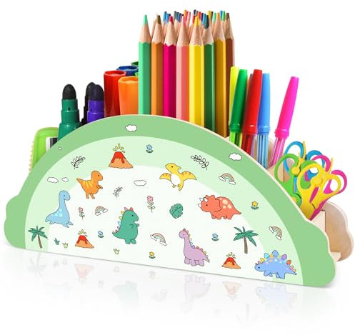 PAMIYO Schreibtisch Organizer Dinosaurier Stiftehalter kinder Schreibtisch Büro Organizer Holz Stifte Organizer Stifteköcher Stifthalter,Geeignet für Kinder-Stiftebox und Klassenzimmer Organisation