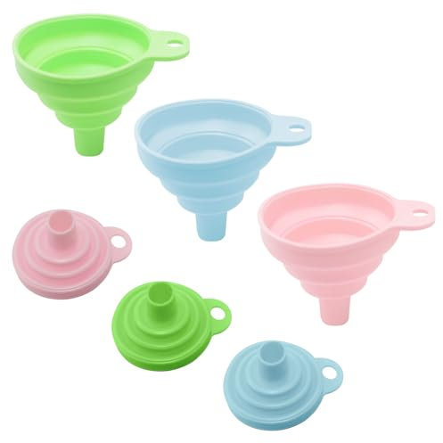EUPSIIU 6 Pièces Entonnoirs Pliables, Antonoire de Cuisine, Entonnoir Alimentaire, Cuisine Entonnoir Pliable, Petit Entonnoir Pliable, Entonnoir pour Transfert Liquide Alimentaire (6) (6)