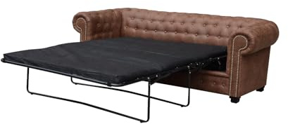 Sofas and More New Astor Chesterfield Style Sofa Set 3+2 Seater Armchair Brown Faux Leather Sofa Bed (3 Seater Sofa Bed)
